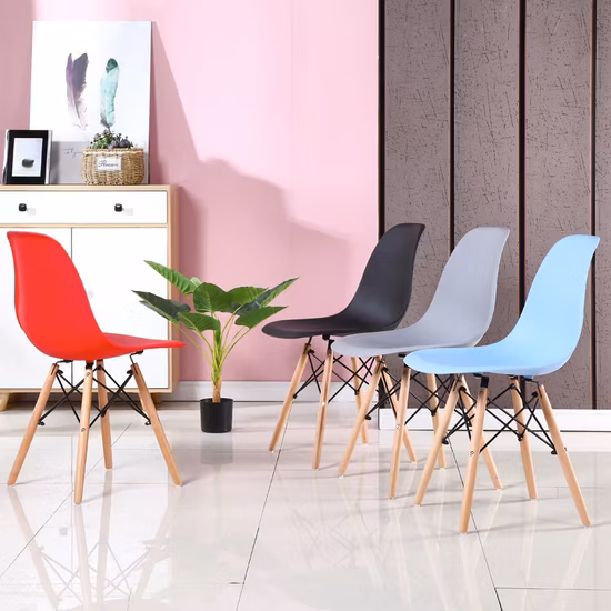 Modern Dining Restaurant Furniture Wooden Legs PP Plastic Dining Chairs