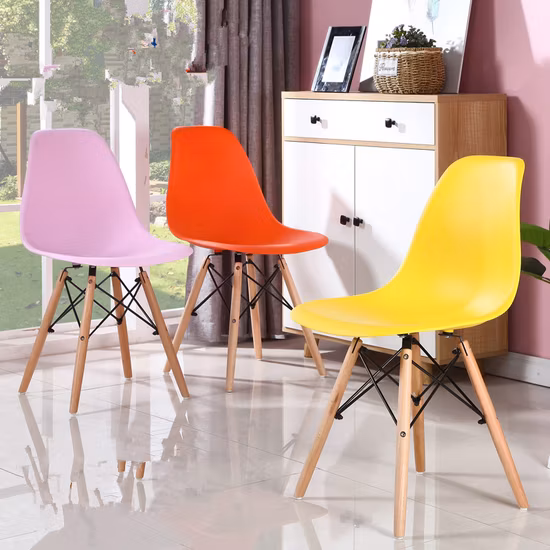 Modern Dining Restaurant Furniture Wooden Legs PP Plastic Dining Chairs