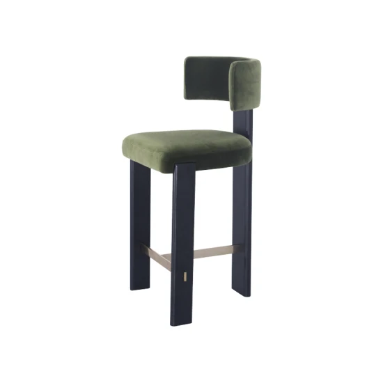 Tissu de meubles de conception simple nordique et chaise en bois tabouret de bar de comptoir rembourré